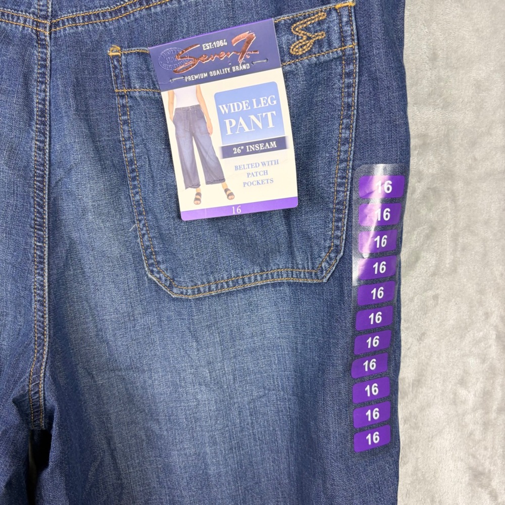 NWT Seven 7 Wide Leg Denim Pants Sz 16 Plus Size Patch Pockets Cropped Seven7 - Picture 7 of 11